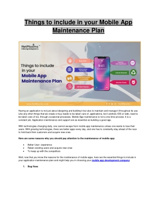 Things to include in your mobile app maintenance plan