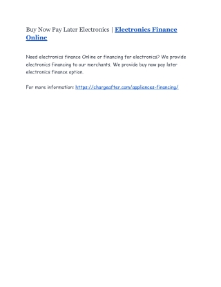 Buy Now Pay Later Electronics | Electronics Finance Online