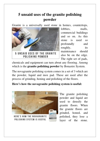 Beneficial impact of Granite polishing powder