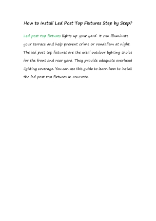 How to Install Led Post Top Fixtures Step by Step