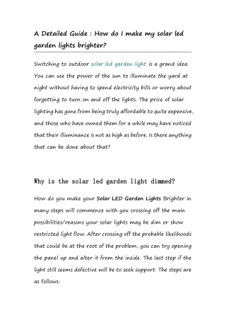 How do I make my solar led garden lights brighter
