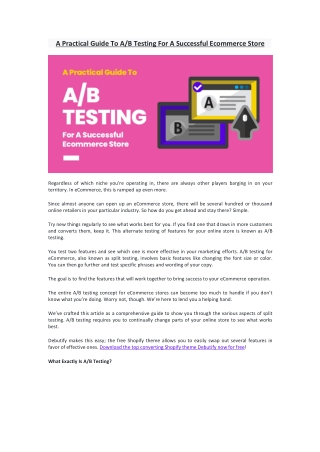 A Practical Guide To A/B Testing For A Successful Ecommerce Store