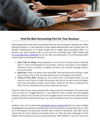 Find the Best Accounting Firm for Your Business