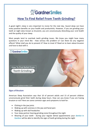 Get relief from teeth grinding