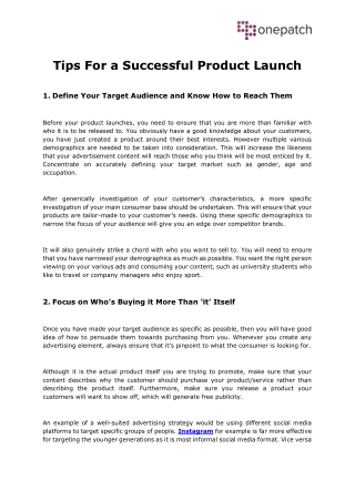 Tips For a Successful Product Launch