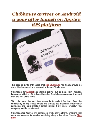 Clubhouse arrives on Android a year after launch on Apple's iOS platform