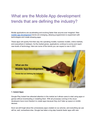 What are the Mobile App development trends that are defining the industry