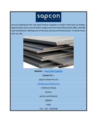 Steel Plate Supplier | Sapcon Steels