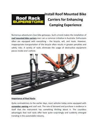 Install Roof Mounted Bike Carriers for Enhancing Camping Experience