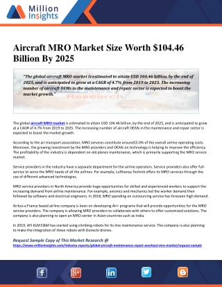 Aircraft MRO Market Size Worth $104.46 Billion By 2025