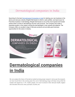 Dermatological Companies in India