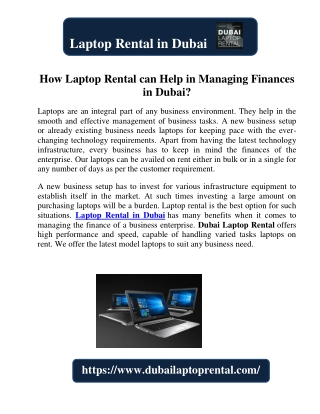 How Laptop Rental can Help in Managing Finances in Dubai?