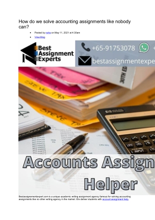 How do we solve accounting assignments like nobody can
