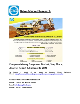 European Mining Equipment Market Trends, Size, Competitive Analysis and Forecast