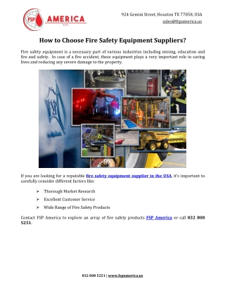 How to Choose Fire Safety Equipment Suppliers?