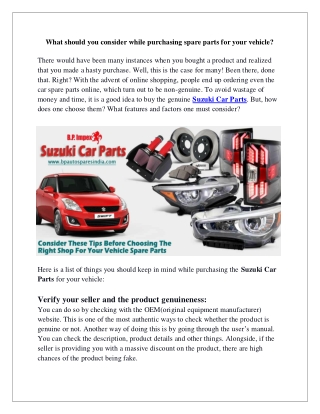 Suzuki Car Parts