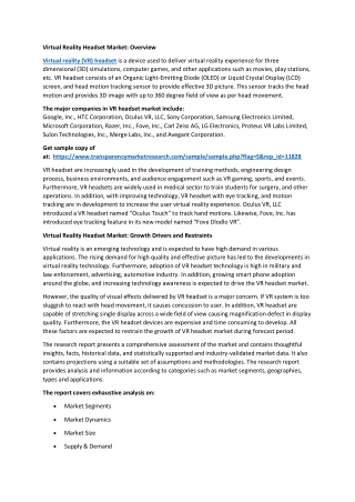 Virtual Reality Headset Market