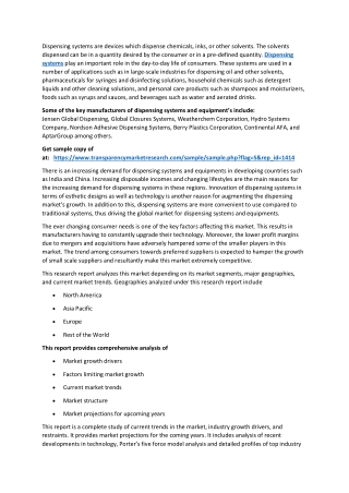 Dispensing Systems and Equipment Market
