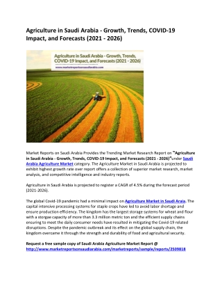 Agriculture in Saudi Arabia - Growth, Trends, COVID-19 Impact, and Forecasts (2021 - 2026)-converted