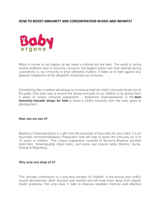 HOW TO BOOST IMMUNITY AND CONCENTRATION IN KIDS AND INFANTS