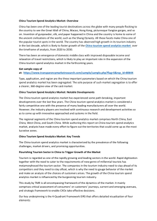 China Tourism Spend Analytics Market
