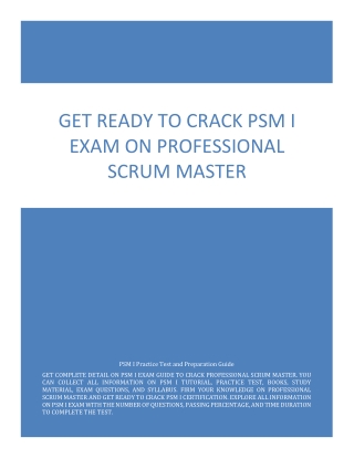 Get Ready to Crack PSM I Exam on Professional Scrum Master
