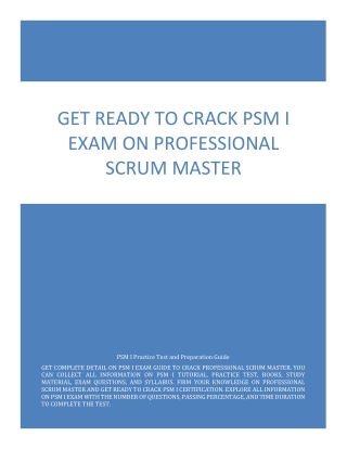 Get Ready to Crack PSM I Exam on Professional Scrum Master