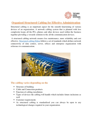 Organized Structured Cabling for Effective Administration