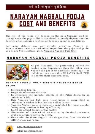 Narayan Nagbali Pooja Cost and Benefits