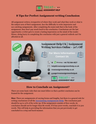 8 Tips for Perfect Assignment writing Conclusion