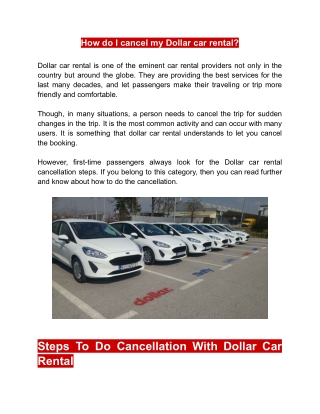 How do I cancel my Dollar car rental ?
