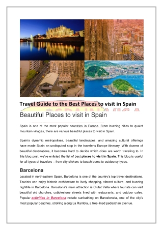 Travel Guide to the Best Places to visit in Spain