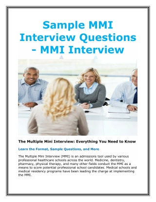 Sample MMI Interview Questions - MMI Interview