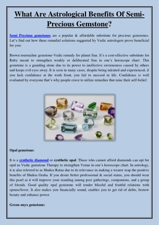 What Are Astrological Benefits Of Semi-Precious Gemstone