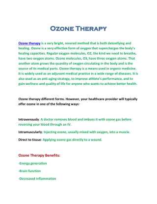 Ozone Therapy