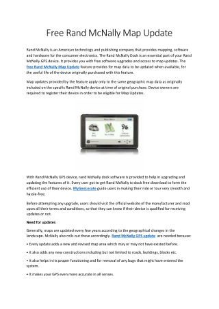 Free Rand McNally Map Update