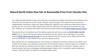 Natural North Indian Raw Hair at Reasonable Price From Chandra Hair