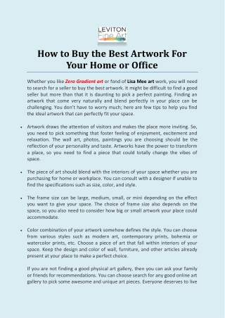 How to Buy the Best Artwork For Your Home or Office