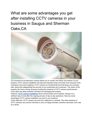 What are some advantages you get after installing CCTV cameras in your business in Saugus and Sherman Oaks,CA