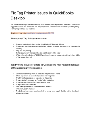 Fix Tag Printer Issues In QuickBooks Desktop