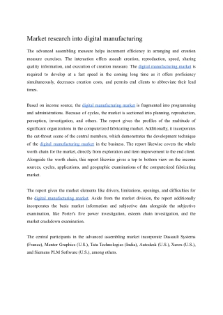 Market research into digital manufacturing