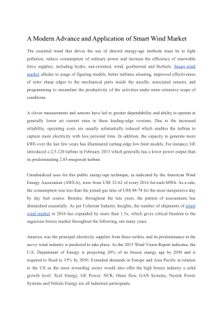A Modern Advance and Application of Smart Wind Market