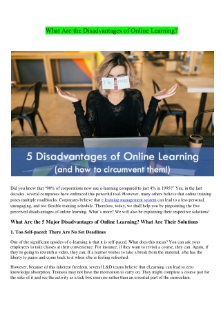 What Are the Disadvantages of Online Learning