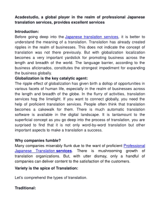 Professional Japanese translation services at Acadestudio