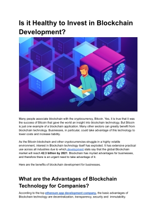 Is it Healthy to Invest in Blockchain Development