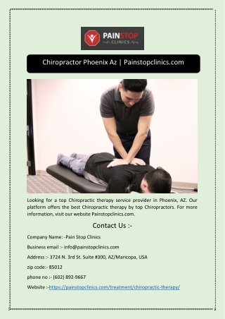 Chiropractor Phoenix Az | Painstopclinics.com