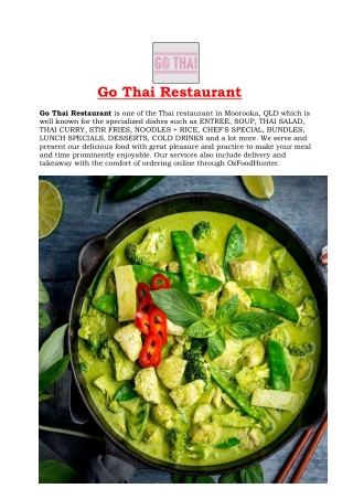 5% Off - Go Thai Restaurant Moorooka Delivery, QLD