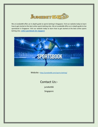 Online Sportsbook Site in Singapore | Junebet66.com