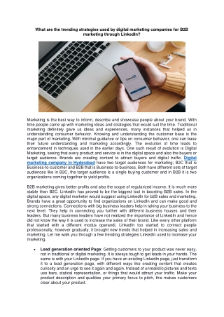 What are the trending strategies used by digital marketing companies for B2B marketing through LinkedIn