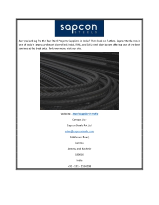 Best Steel Supplier In India | Sapcon Steels